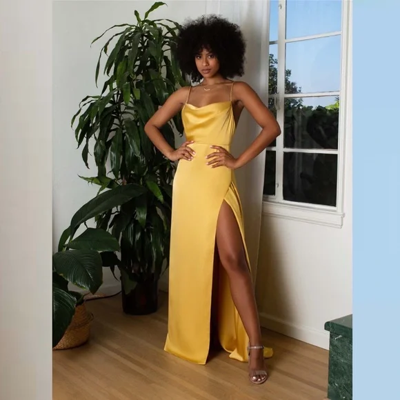 slim fit dress slacks Paros Maxi Dress ~ Pleated Gold
